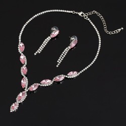 drop crystal diamond necklace earrings set  wedding bride Clothing
