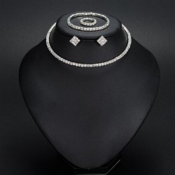occidental style fashion necklace earrings ring bangle four hollow diamond cir..