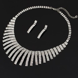 bride  Korean style Korean style diamond ear stud necklace set