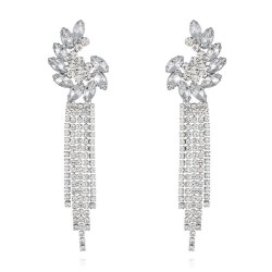 black fully-jewelled crystal eyes earrings  personality flowers tassel earring..