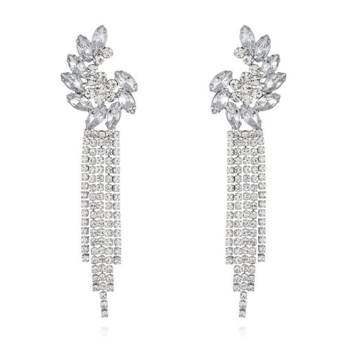 black fully-jewelled crystal eyes earrings  personality flowers tassel earringE