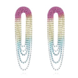 occidental style  gradual change color Rhinestone long style tassel big earrin..