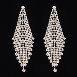    fashion Rhinestone Earring  claw chain long style tassel fully-jewelled ear..