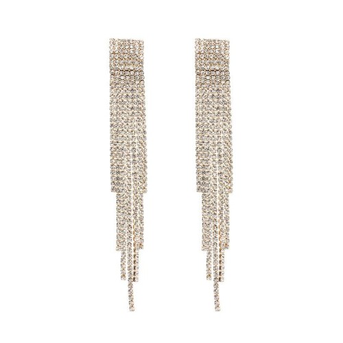 silver temperament super long style tassel earrings woman  occidental style Rhinestoneearrings earring
