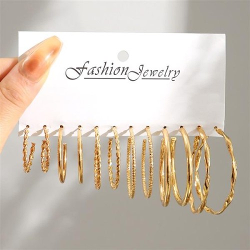 earrings set occidental style Metal circleins circle goldc mosaic Rhinestone earrings woman