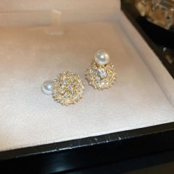 gold silver zircon pellet earrings occidental style fashion ear stud style t