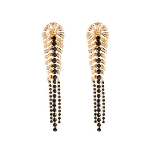 occidental style personality trend earrings woman long style Alloy diamond tassel leaves temperament claw chain