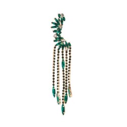 occidental style personality earrings Ear clip Alloy diamond long style tassel..