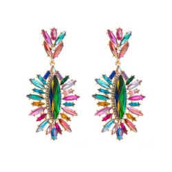 occidental style personality geometry Irregular earring Alloy color diamond ea..