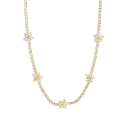 occidental style brief samll clavicle chain  layer sweet flowers geometry necklace