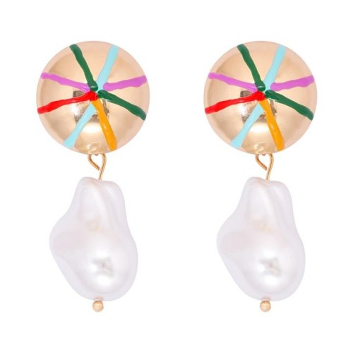 occidental style fashion Alloy geometry Irregular Pearl ear stud earrings enamel earring personality woman