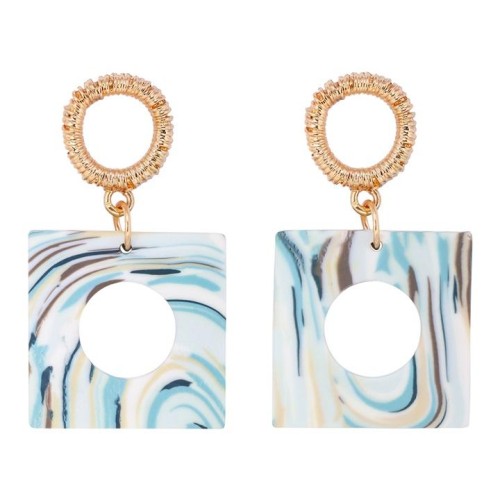 occidental style small fresh earrings color geometry square ear stud fashion brief all-Purpose
