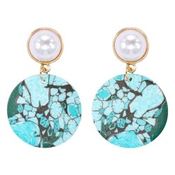 occidental style Bohemia earrings blue geometry Round ear stud fashion brief a..