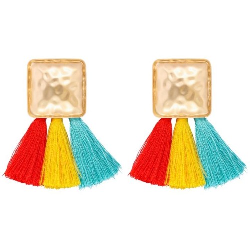 occidental style creative ethnic style color tassel geometry ear stud personality temperament trend