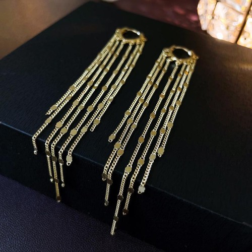 elegant Metal sequin chain tassel buckle Korea samll fashion brief long style personality temperament La