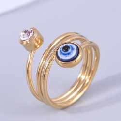 fashion stainless steel eyes flash diamond opening woman ring