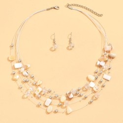 fashion concise crystal Shells mixing multilayer temperament woman necklace  e..