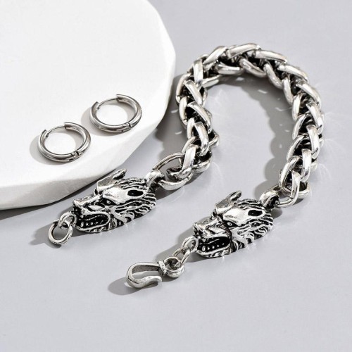 occidental style fashion retro head bracelet surface circle man set