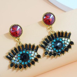 fashion retro concise eyes flash diamond temperament woman ear stud earring