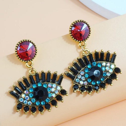 fashion retro concise eyes flash diamond temperament woman ear stud earring