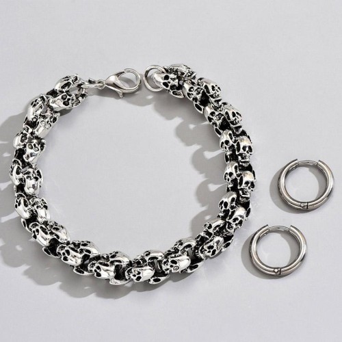 occidental style fashion retro skull bracelet surface circle man set