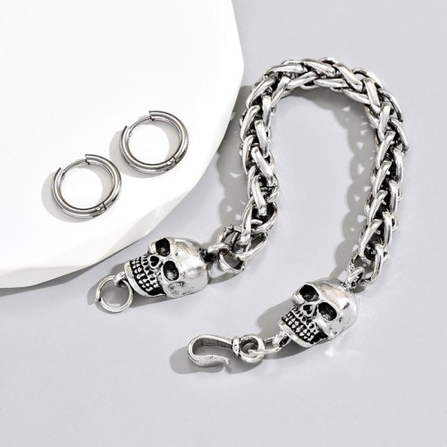 occidental style fashion retro skull bracelet surface circle man set