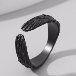 fashion concise black wings opening temperament ring