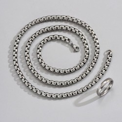 60cm stainless steel man necklace surface ring set