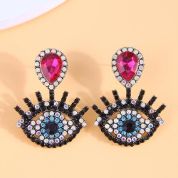 fashion retro concise eyes flash diamond temperament woman ear stud earring