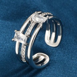 fashion bronze sweetOL concise embed Zirconium personality woman opening ring