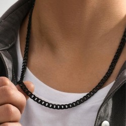 stainless steel black chain man necklace