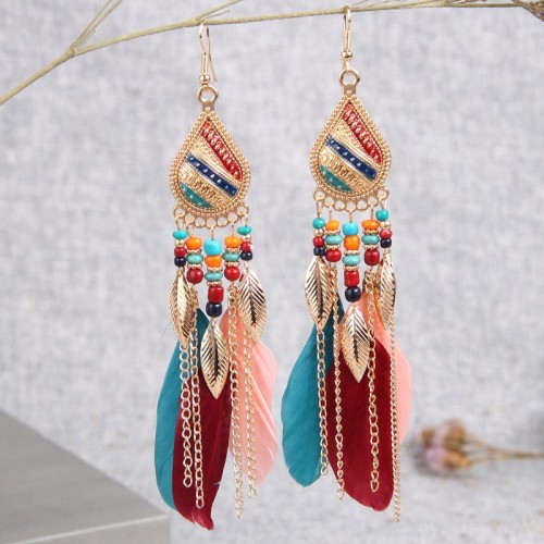 fashion concise drop elegant feather tassel temperament woman earrings
