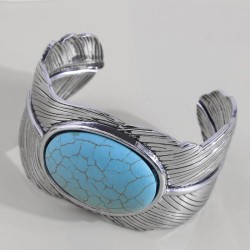 fashion retro mosaic turquoise temperament opening woman bangle