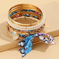 fashion floral bow multilayer temperament woman exaggerating bangle