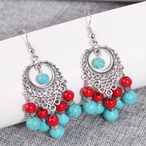 fashion Bohemia retro noble turquoise drop temperament woman earrings