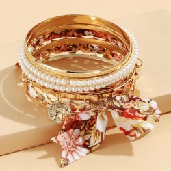 fashion floral bow multilayer temperament woman exaggerating bangle