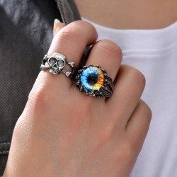 fashion retro concise skull eyes man opening ring