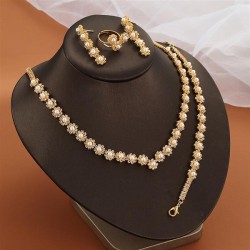  occidental style Korean brief banquet necklace earrings ring bracelet set wom..