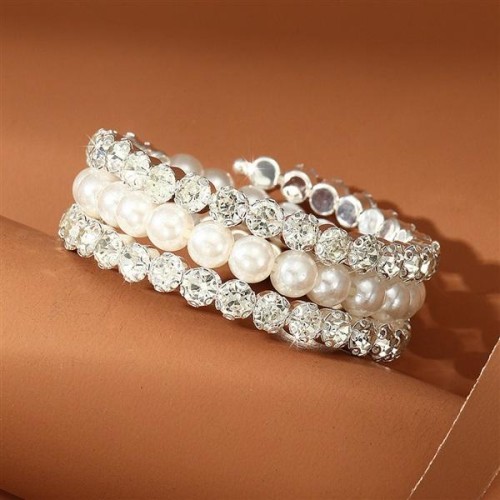  occidental style personality fashion Pearl opening bangle all-Purpose twining width woman