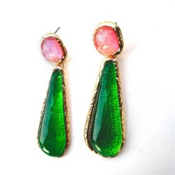  occidental style woman Alloy resin Earring personality geometry drop temperam..