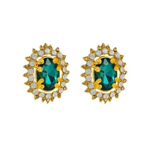 occidental style Alloy diamond Rhinestone Round exaggerating ear stud trend fully-jewelled wind Earring earrings