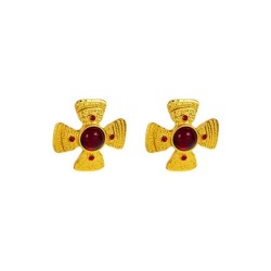 medium temperament high earrings Alloy embed resin cross gold Earring brief wi..