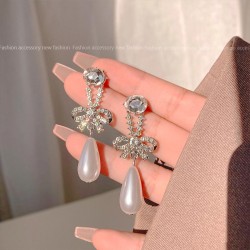  retro bow earrings long style diamond high tassel personality fashion earring..