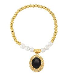 ins Pearl beads flowers zircon pendant bracelet occidental stylebra
