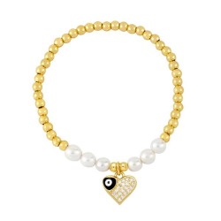 ins wind fashion heart-shaped eyes bracelet occidental style samll Pearl beads..