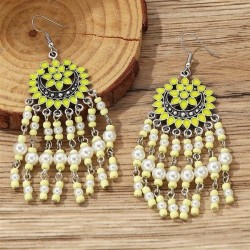 E occidental style Bohemia beads earring woman long style exaggerating beads f..