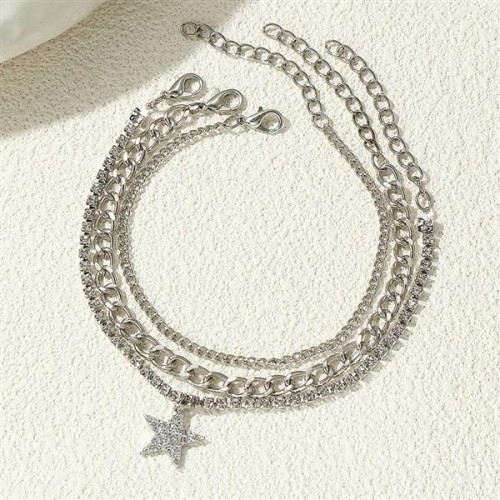 Fbaik occidental style diamond high samll Anklet woman fully-jewelled star pendant foot
