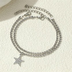 Fbaik occidental style fashion samll star pendant Anklet woman diamond high fo..