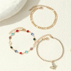 Fjinse  occidental style color Rhinestone Anklet set woman fully-jewelled butt..