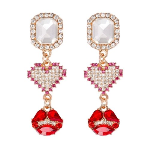 occidental style geometry earring love lips diamond ear stud lovely personality brief fashion woman